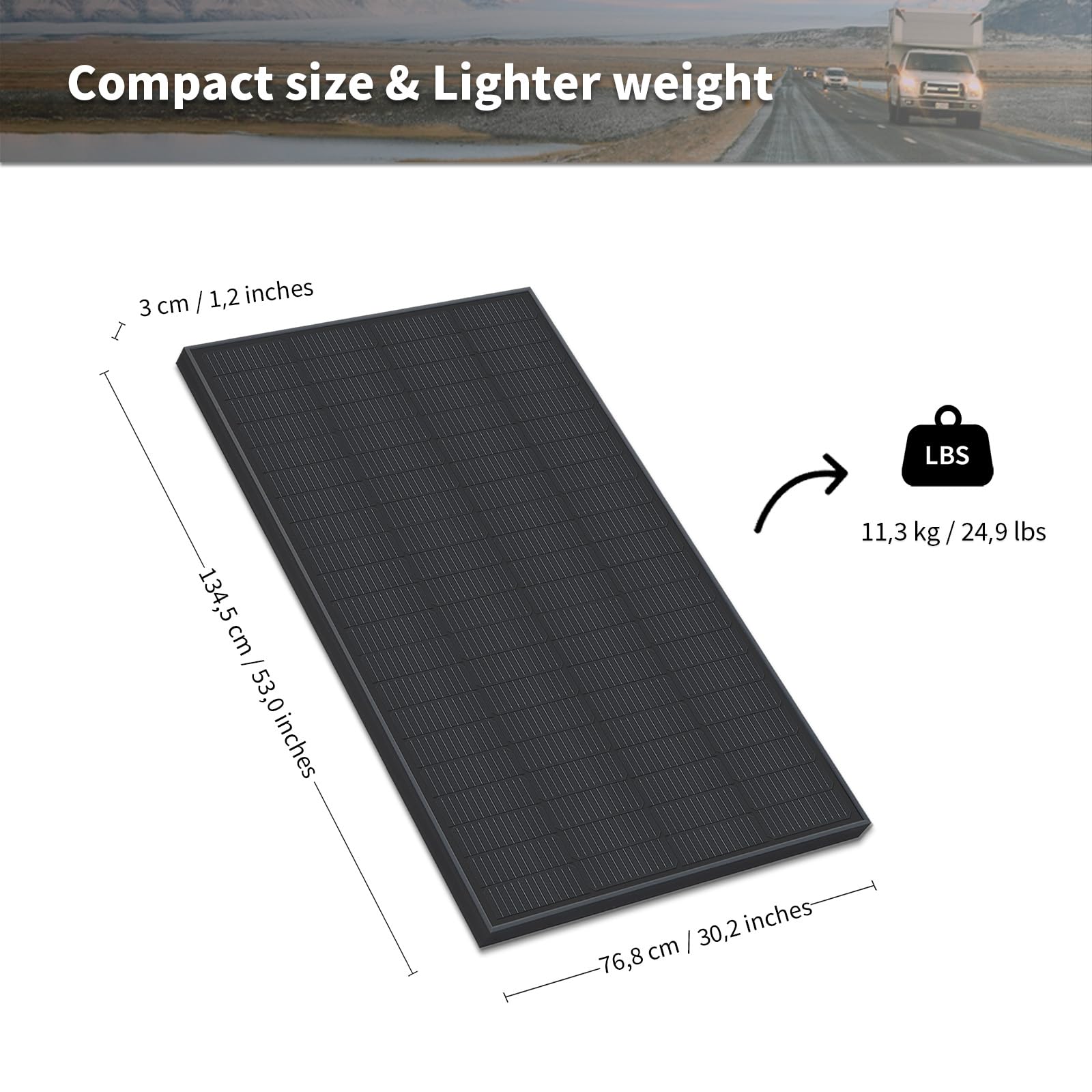 Pannello Solare Monocristallino Tipo N 220W 12V Nero – Modulo Solare ad Alta Efficienza per Camper, Barca, Balcone, Tetto, Batterie 12V e Centrali Elettriche Portatili