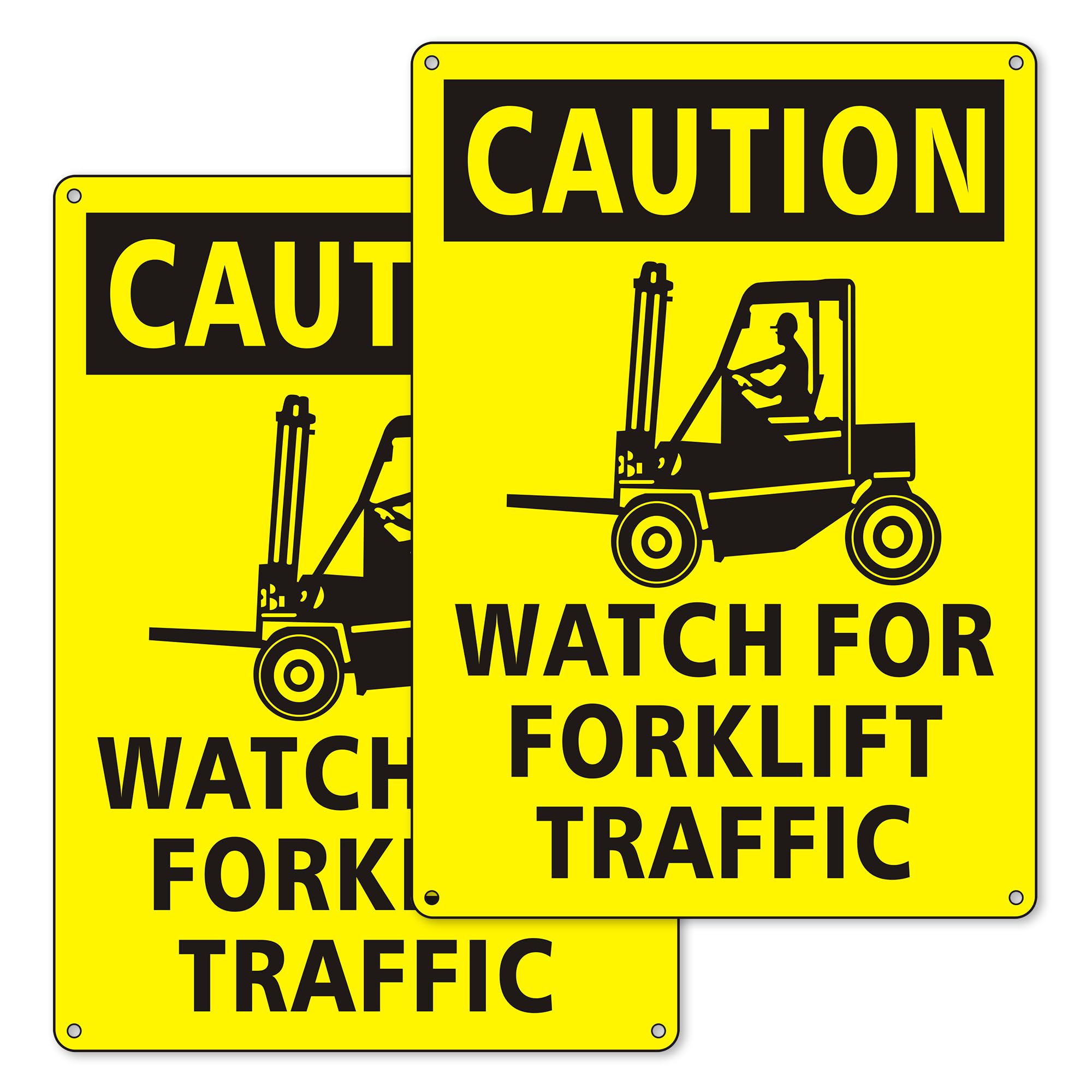 (2 Pack) Caution Watch for Forklift Traffic Safety Sign, 10 x 14 Watch for Forklift Reflective Aluminum Metal Signs Rust Free Waterproof and Easy to