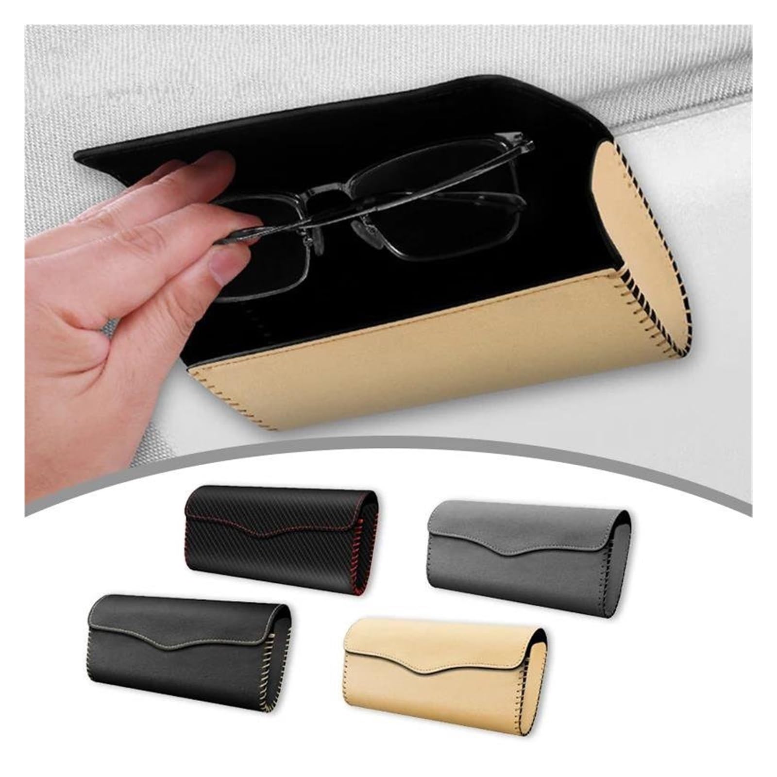 Auto Sonnenbrillenhalter Magnetisch Leder Auto-Sonnenblendenplatte Brillenetui Auto-Sonnenschutzklemme Sonnenbrillen-Organizer-Halter Wildleder-Auto-Brillen-Aufbewahrungstasche(Black)