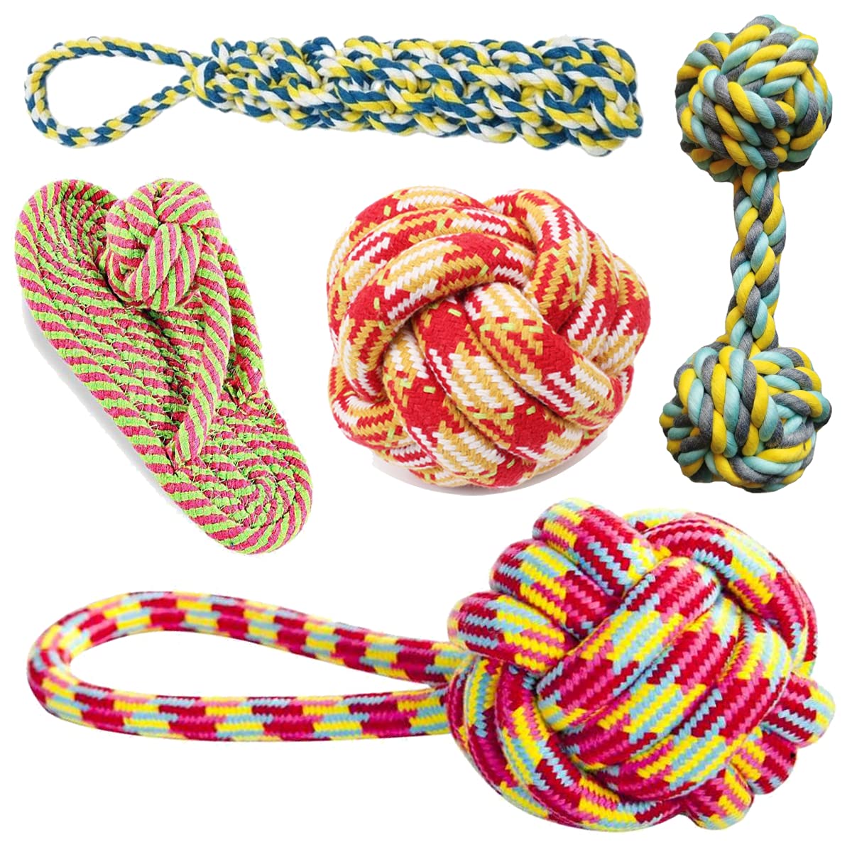 YOUHAVEDEAL Dog Chew Toys + Dog Rope Toy + Interactive Pet Chew Toys Set + Washable Braided Cotton Teeth Cleaning Chewers for Puppies for Medium Dogs (B09H7GFXBV) Amazon Price History, Amazon Price Tracker