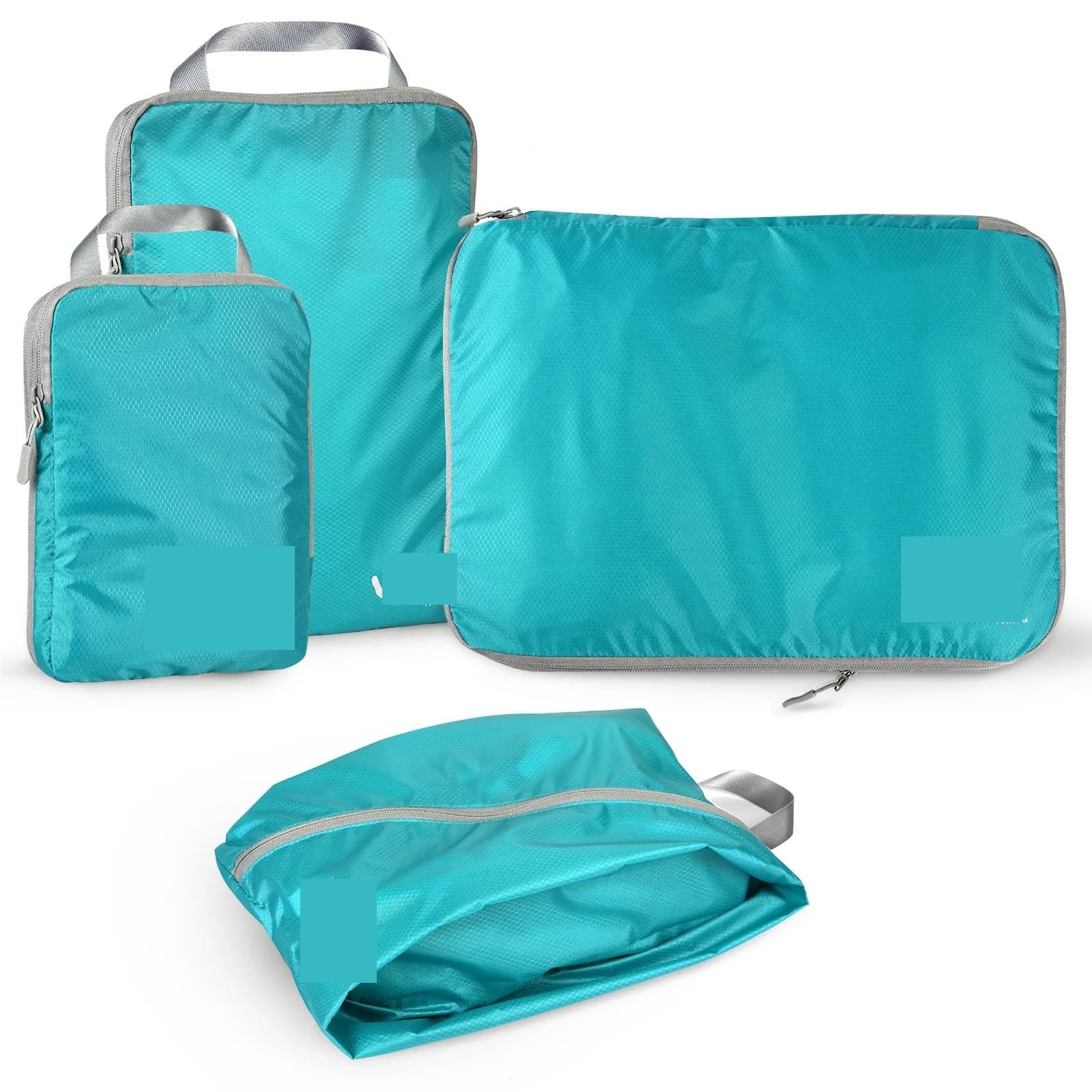 Organisateur de Voyage Lot de 4 ou 6 Cubes de Compression for Bagages, Accessoires de Rangement Extensibles, Pochettes de Voyage Pliables(4PCS Blue)