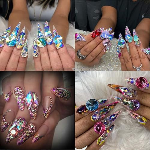 Miniatura 6 de Dong ZHOU - Juego de 75 piezas de diamantes de imitación de cristal AB para decoración de uñas, cuentas sueltas de cristal para coser en piedra