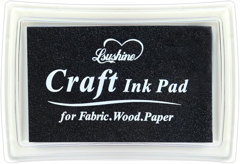 Lsushine Craft Almohadilla de tinta para sellos de goma, almohadilla de tinta para dedos no tóxica (negro) | Almohadilla de tinta lavable para manualidades infantiles, estampado en papel, madera, tela y proyectos de álbumes de recortes.