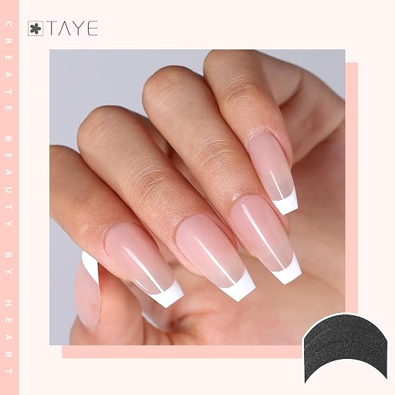 TAYE French Gel Nail Polish Set Natural Skin Tone with Milk White 3 Styles Bubble French Manicure Nail Tip Sticker Sheets for French Tip Manicure Kit Soak Off UV Cure Art Manicure Diy at Home & Salon