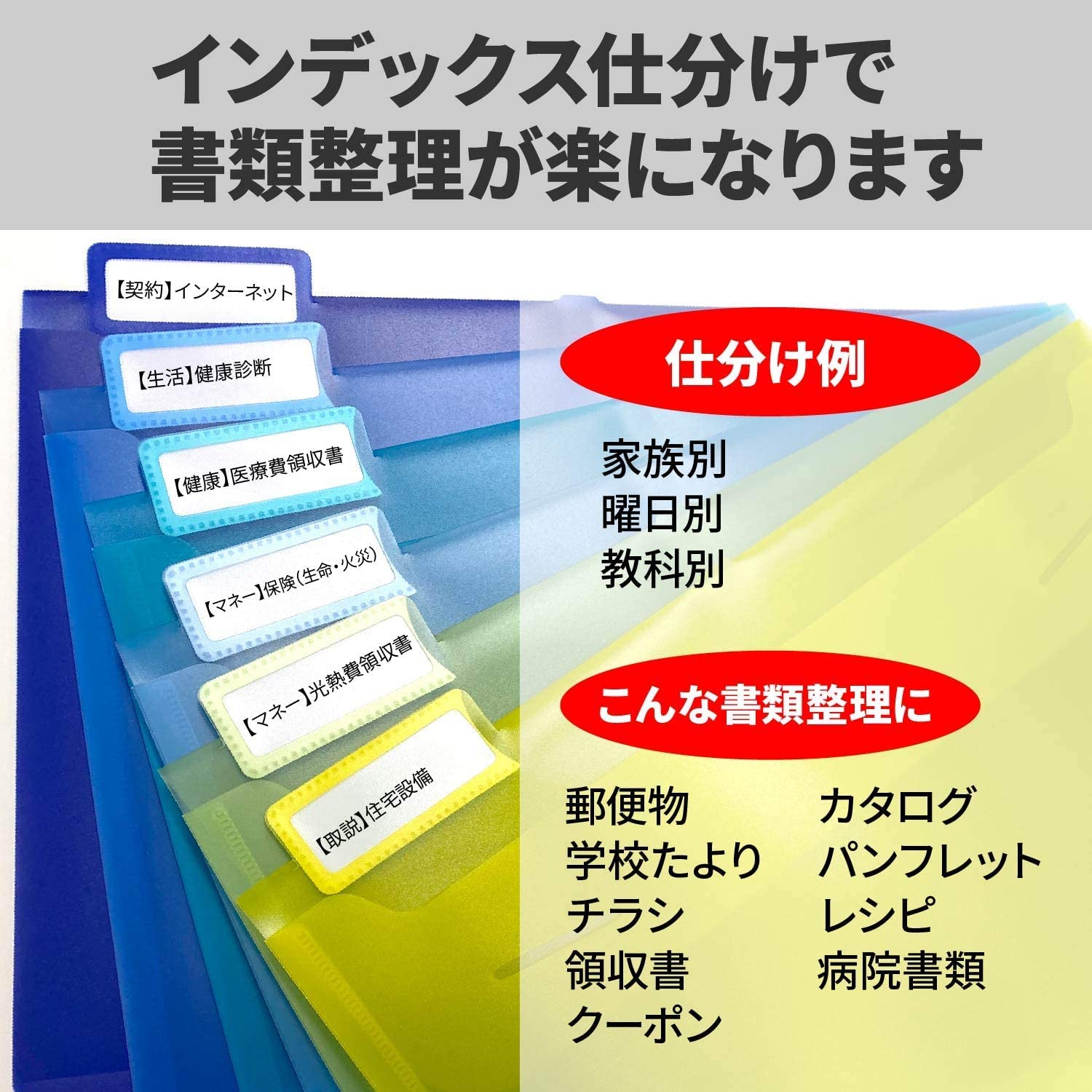 収納 Esselte エセルテ ソーテッド6段 3WAYファイル A4 6ポケット