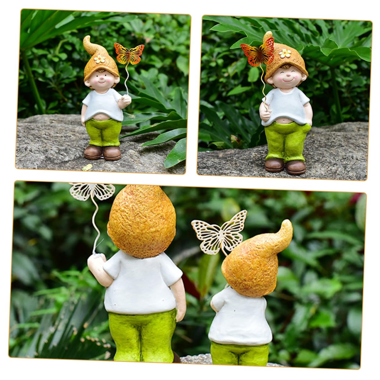 3pièces Statue De GNOME De Jardin Céramique Décoration De Jardin Adorable pour Extérieur Et Intérieur Figurine GNOME Artisanale pour Accueillir Vos Invités