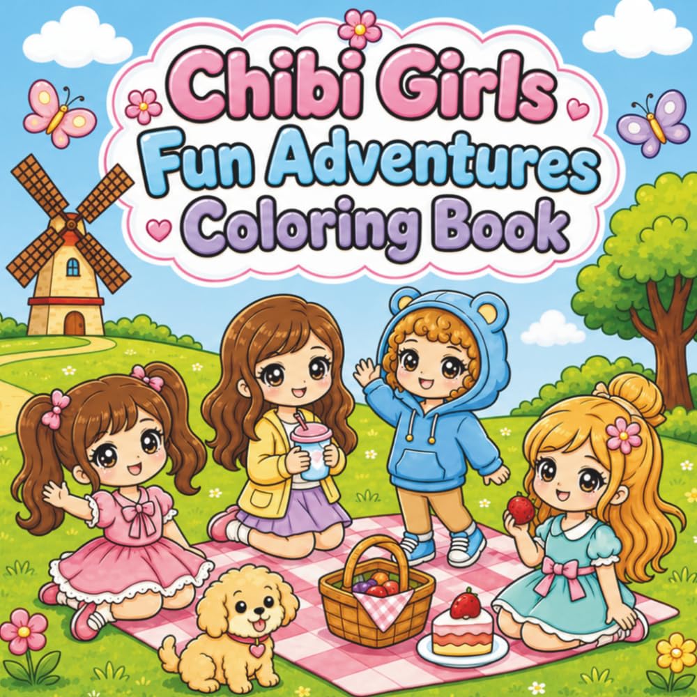 Cute Chibi Girls: Fun Adventure Coloring Book