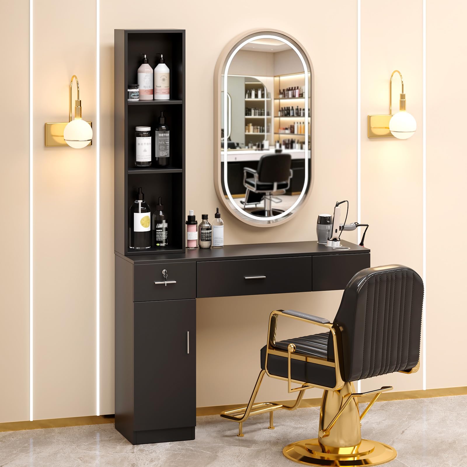 Amazon.com: mefeir Wall Mount Hair Styling Barber Station Beauty