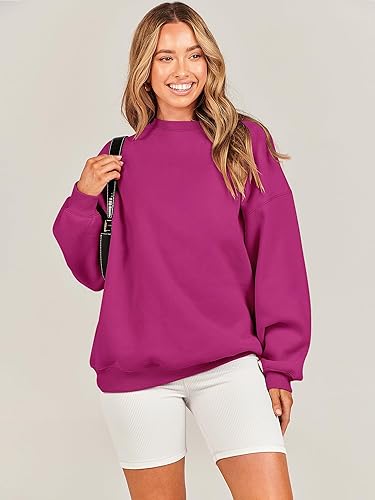 Miniatura 6 de ANRABESS Sudadera de gran tamaño para mujer, con cuello redondo, estilo Y2K, sudadera con capucha de forro polar, cómoda, camiseta informal, ropa de