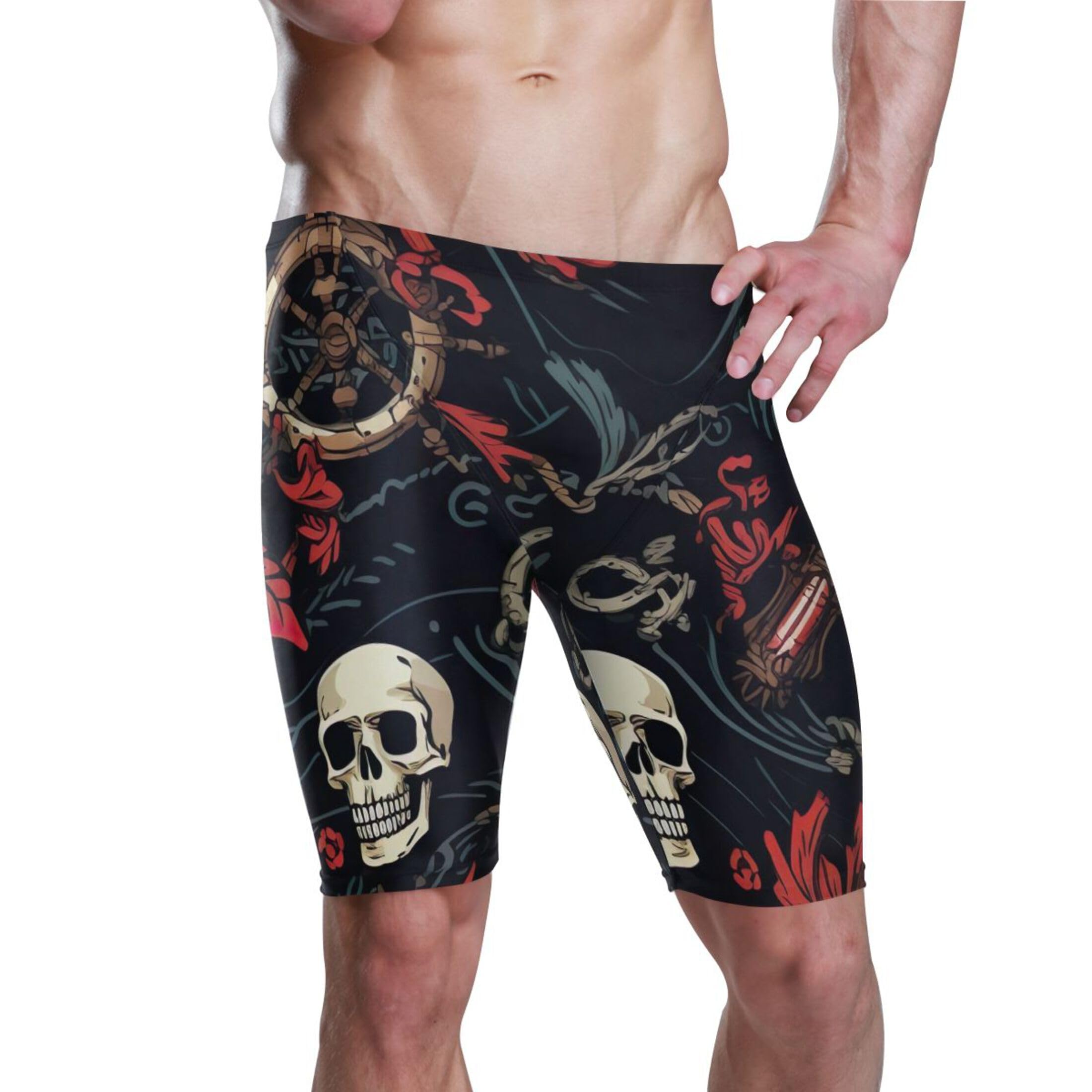 Sugar Skull Gothic Men's Swim Jammers Racing & Training Swimsuit Fast, Flexible,Comfortable XXXL B0400558