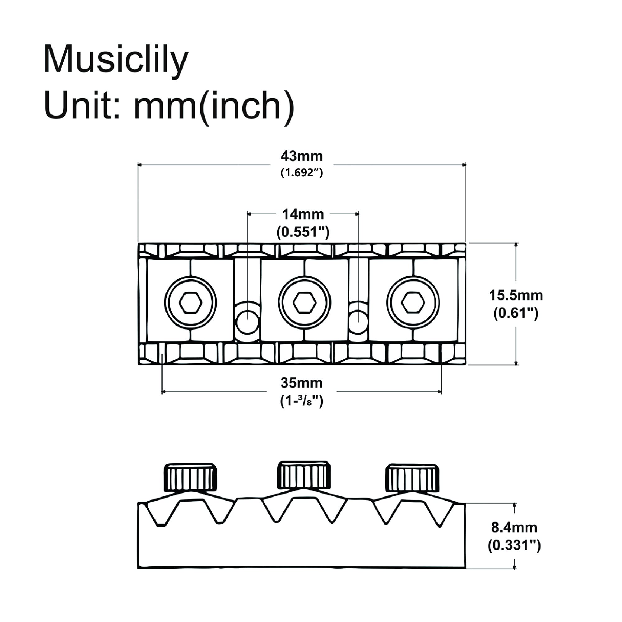 Musiclily Pro 43mm Steel Guitar R3 Locking Nut String Lock for Floyd Rose Tremolo Bridge Electric Guitar, Chrome - Image 2