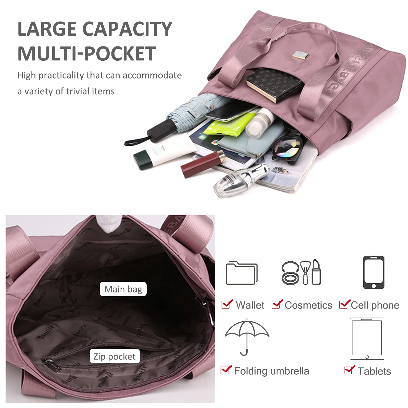 NICOLE & DORIS Grand Sac Femme Fourre Tout Mode Sac à Main Bandoulière Multi-Poches Sac Epaule Léger Sac Cabas Décontractés Sac Shopping Sac Voyage