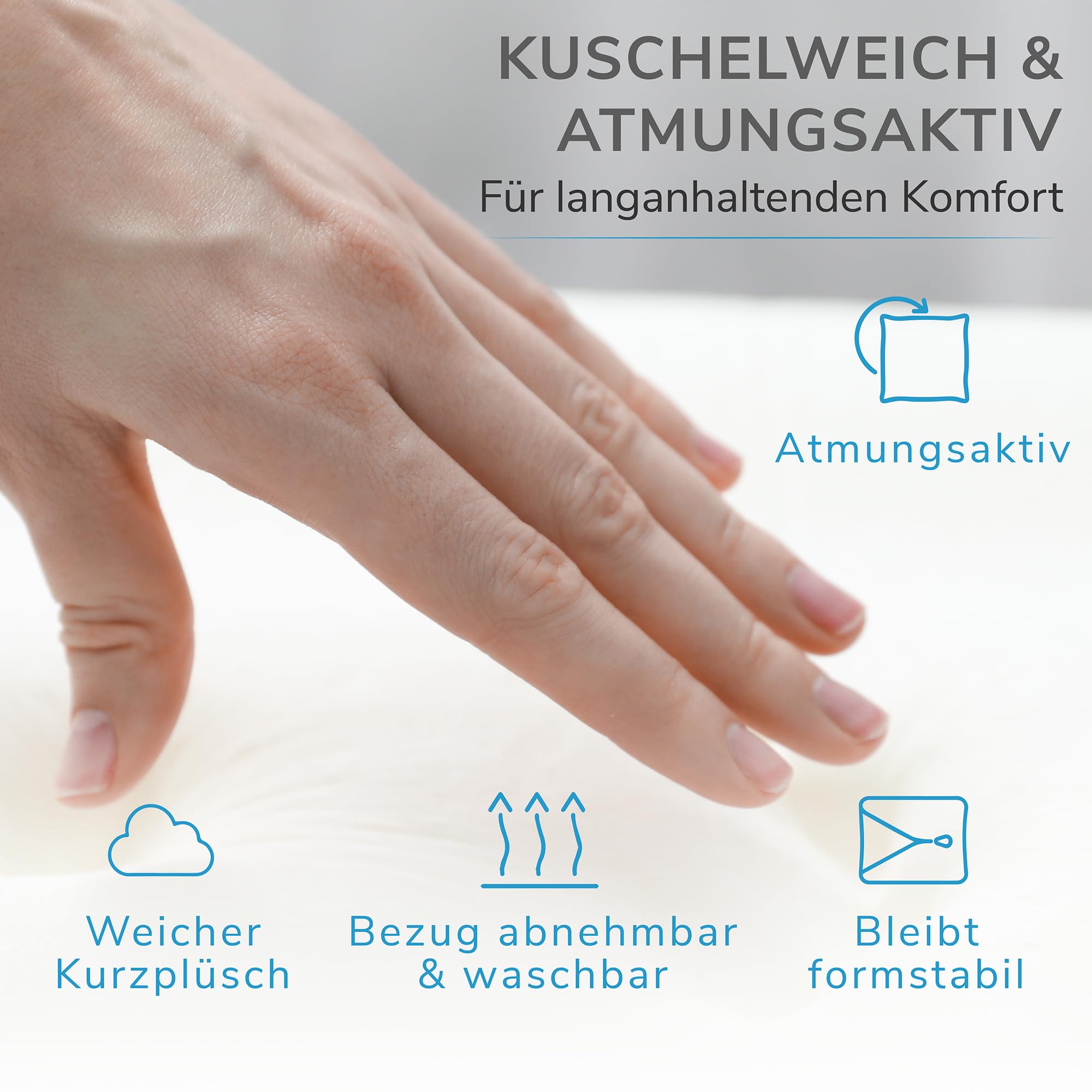 PEZE® Rückenkissen für Bett & Sofa (grau) Keilkissen & Lesekissen für Erwachsene - Kissen Knie, Beine, Rücken, Dekubitus - Bettsitzkissen zum Anlehnen & Hochlagern - orthopädisches Rückenstützkissen