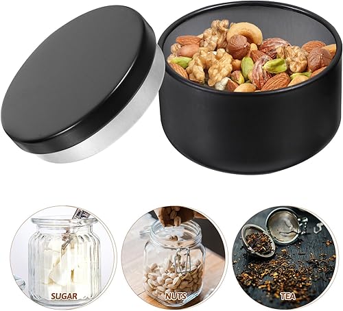 Miniatura 6 de Luxshiny Latas de té de 1.7 fl oz con tapas herméticas, 10 tarros redondos de metal para caramelos, hojalata, caja vacía para galletas, para boda,