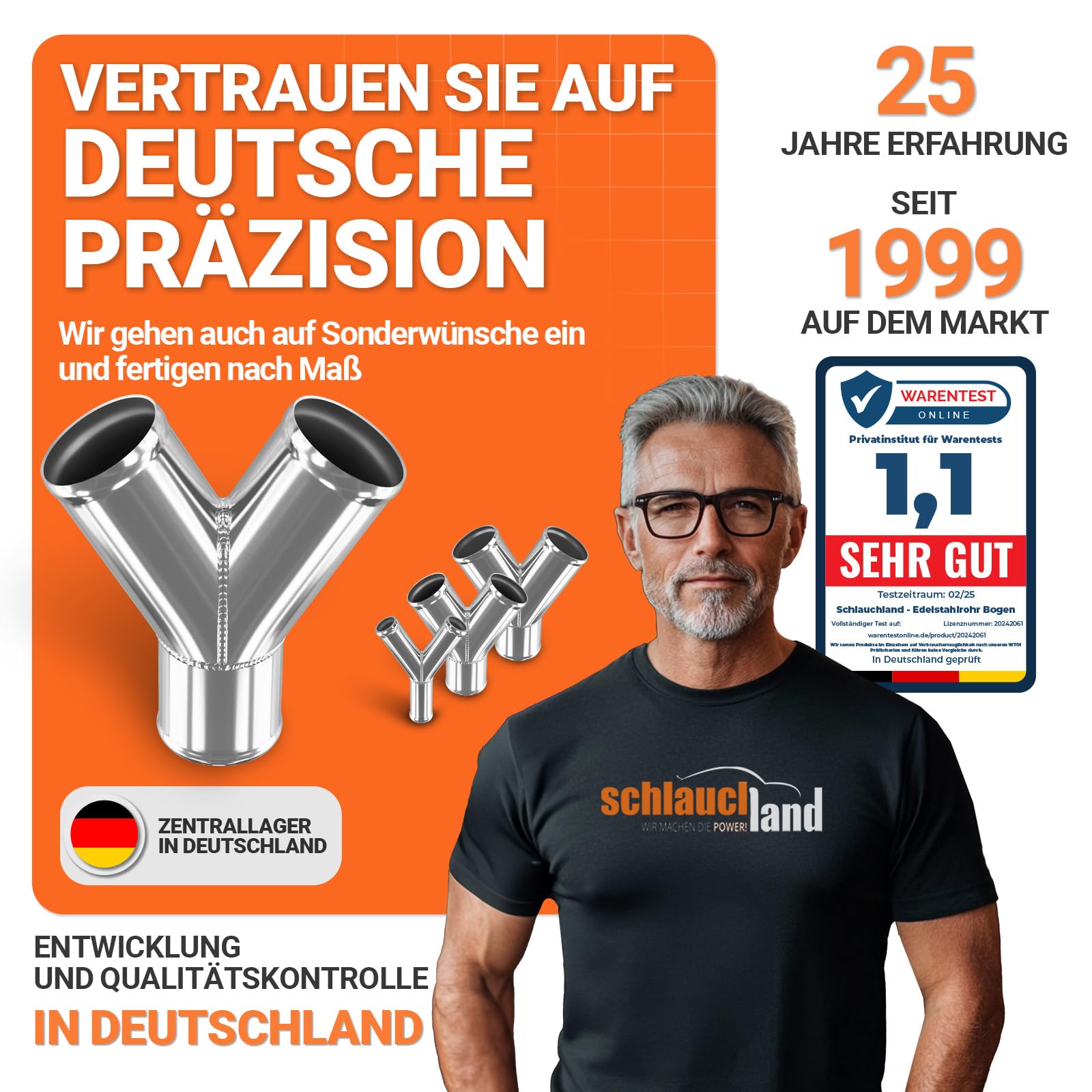 Y-VERTEILER ROHR EDELSTAHL INOX AD-Ø 102mm Y STÜCK poliert V2A 1.4301 SS304| GROSSE AUSWAHL |Abgang Adapter Splitter Edelstahl-Rohr T Ladeluft-Kühler Schlauch-Verbinder Kupplung Verzweigung | TOP