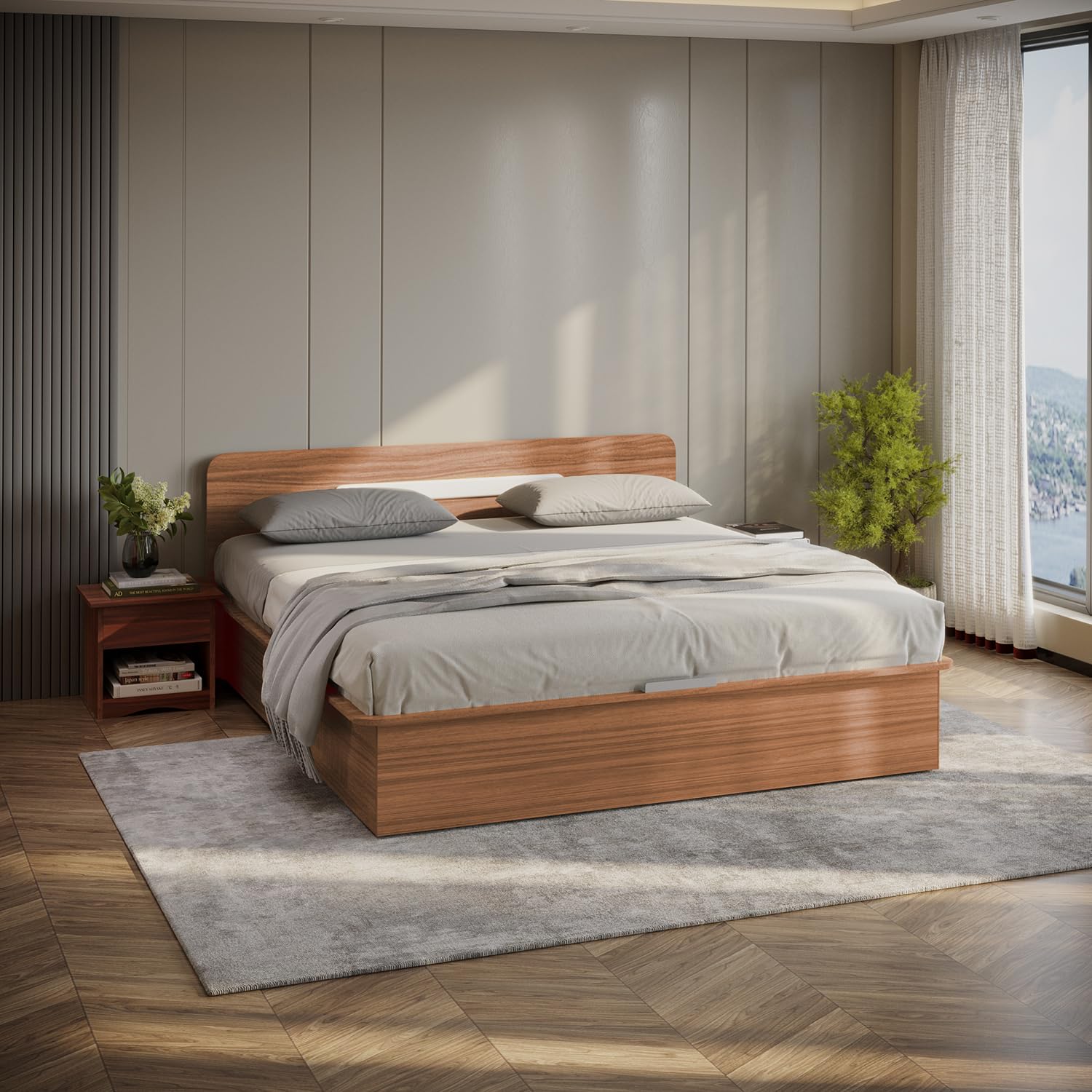 GODREJ INTERIO Bed, Juno King Size Engineered Wood Bed with Box Storage, 1-Year Warranty, Brown, Prelaminated Particle Board-image-11