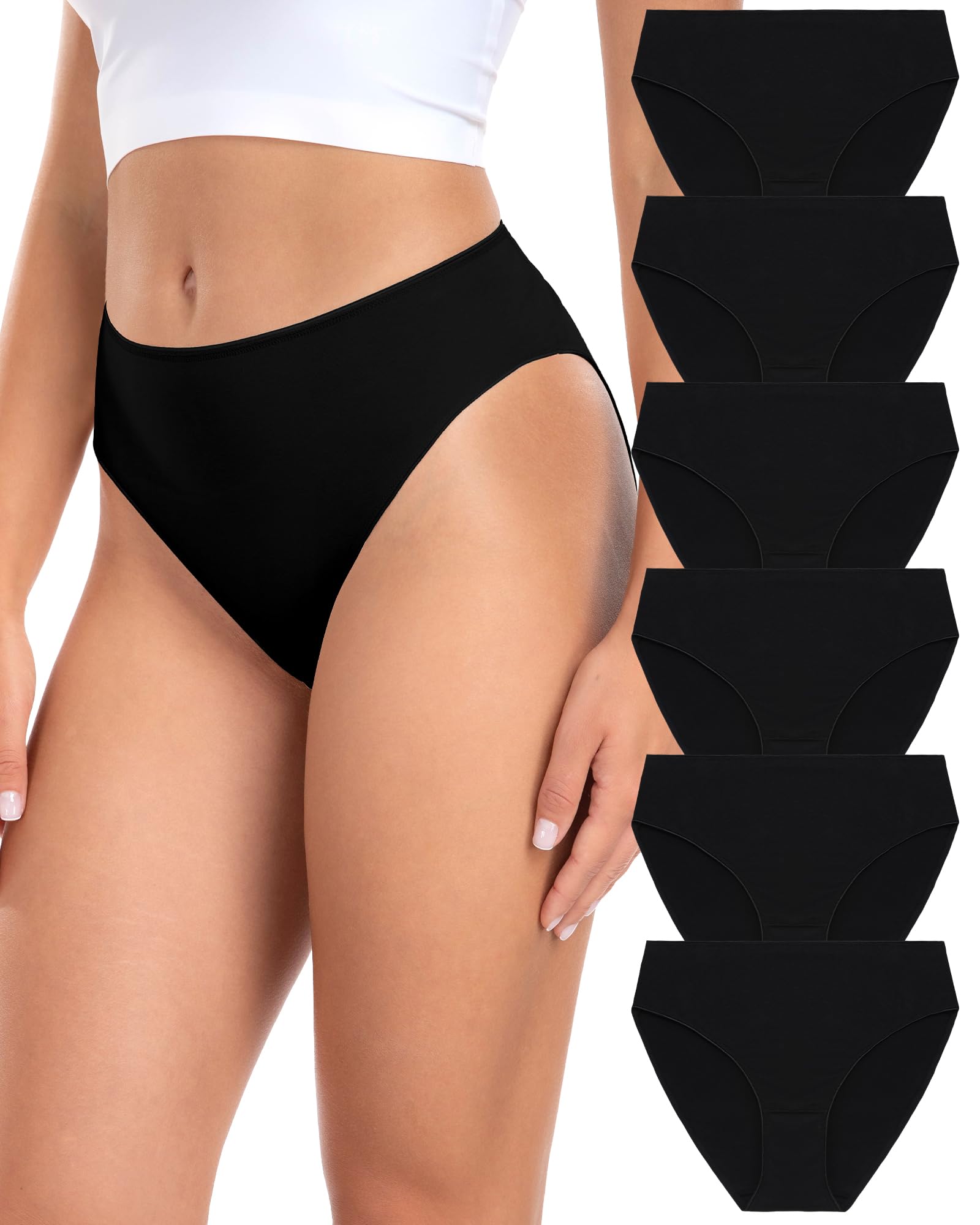 Wealurre Slip Damen Hoher Schnitt aus Baumwolle Unterhosen Damen Atmungsaktiv Panties Weich Frauen Unterwäsche 6er Pack