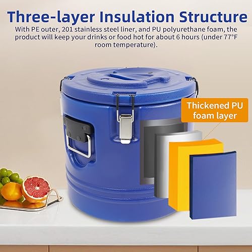 Miniatura 2 de Contenedor de Sopa Aislado de 21QT de 5.28 Galones, Calentador de Alimentos Comercial para Alimentos Calientes y Fríos, Caja Caliente para Catering,