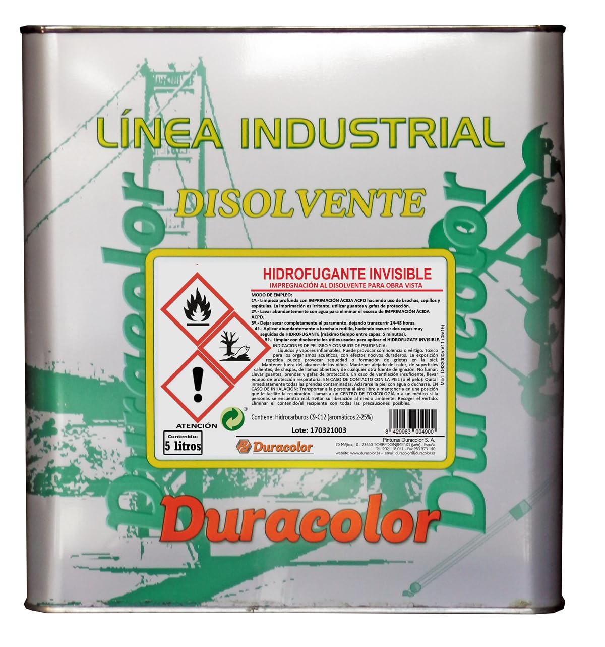Barniz Hidrofugante Invisible para Superficies Porosas - Protección Transparente para Ladrillo, Piedra, Hormigón y Tejas - Protección Duradera y Repintable (Incoloro, 5 litros)