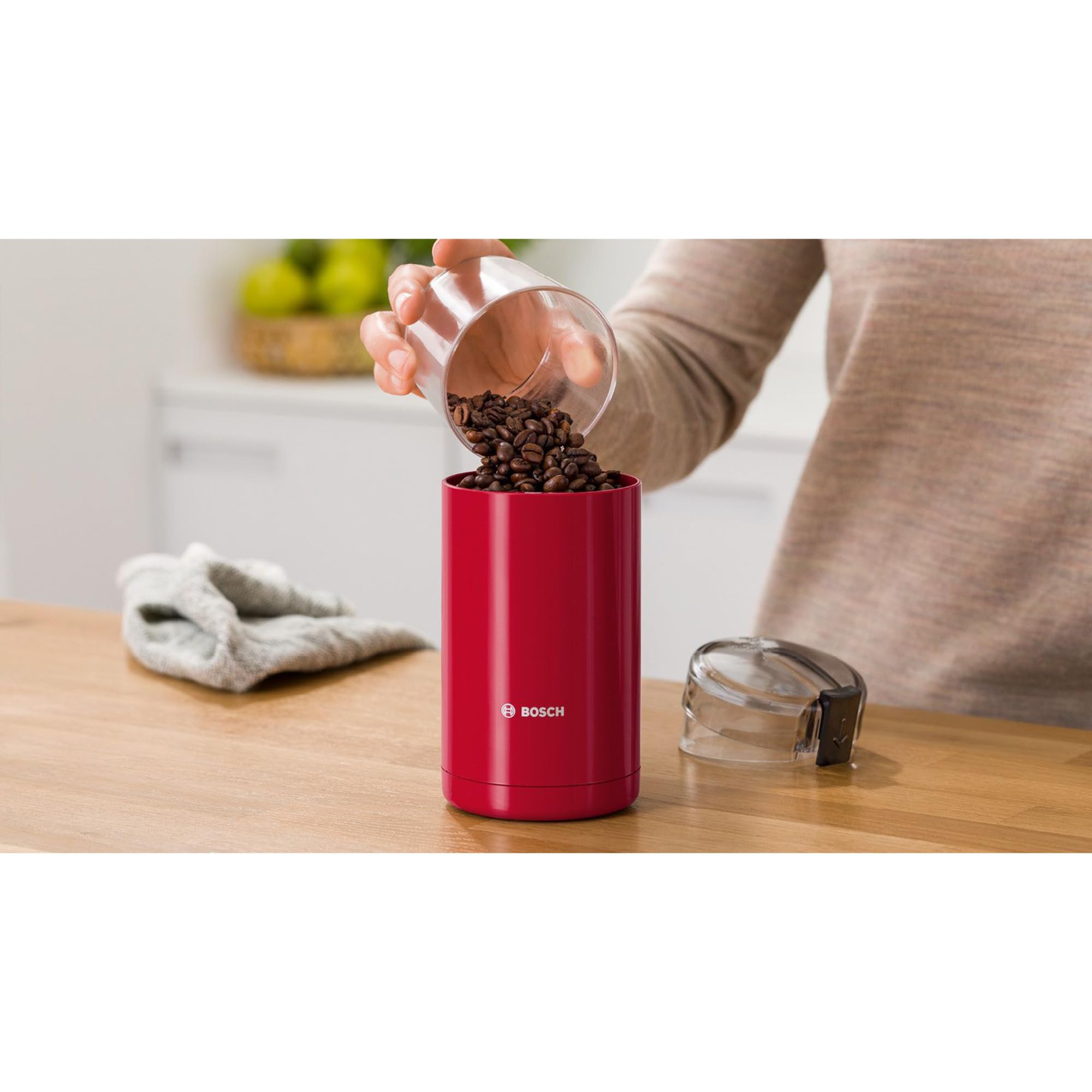 Bosch Macina Caffè e Spezie TSM6A014R, 180 W, 150 g/min, 2 Lame Acciaio Inox, Plastica, Rosso