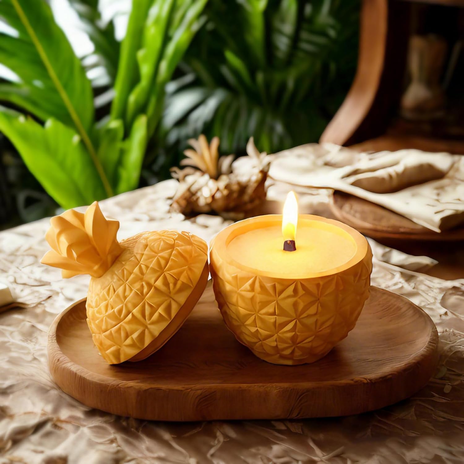 Pineapple Resin Jar Silicone Molds with Lid for Epoxy Resin Casting Candle Holder Candy Snack Container Jewelry Storage Box Home Decoration