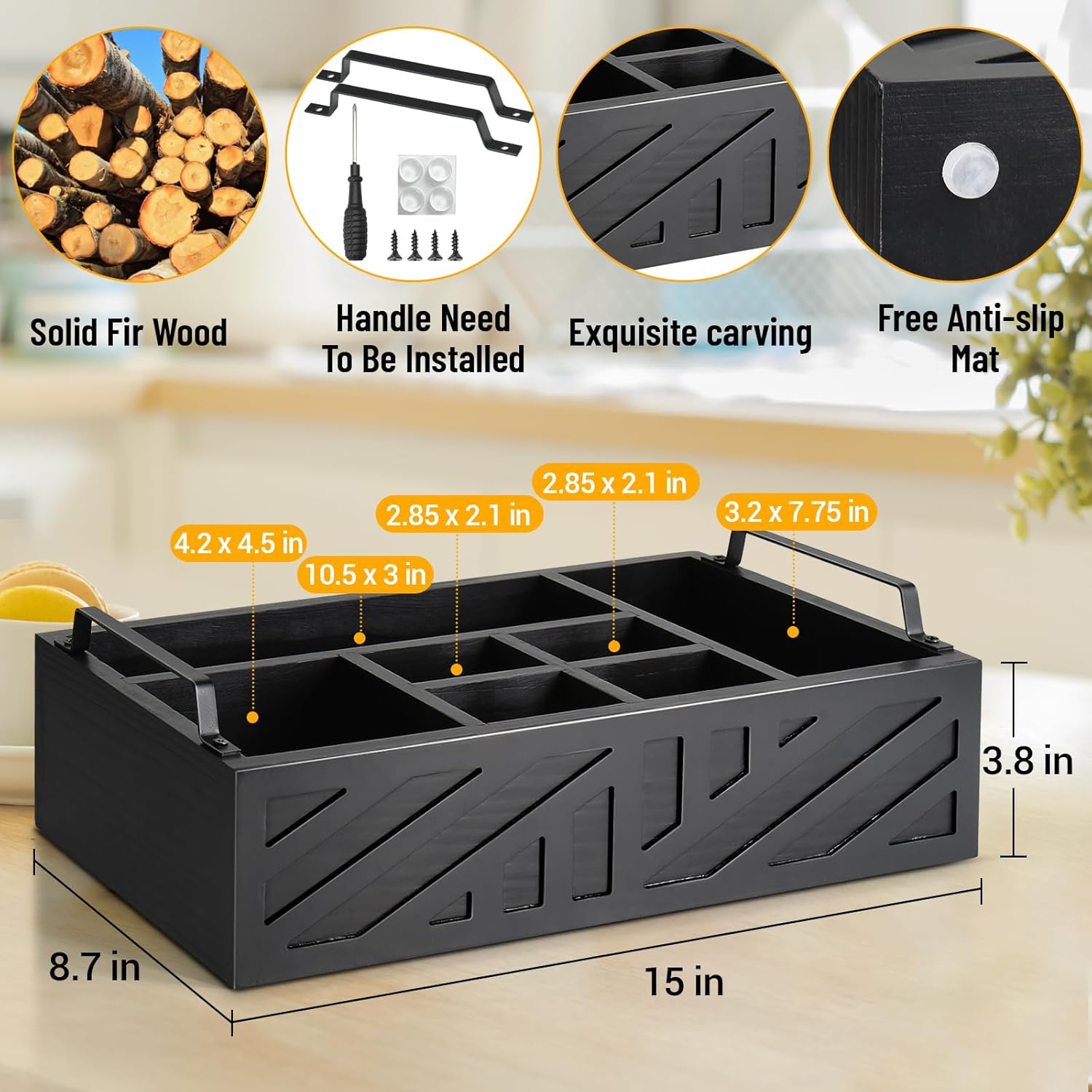 Ameuphercy Paper Plate Holder Utensil Caddy for Kitchen Counter，Paper Plate Dispenser with Large Cup Holder for Kitchen Counter, Paper Plate Organizer for Party,Wedding, BBQ