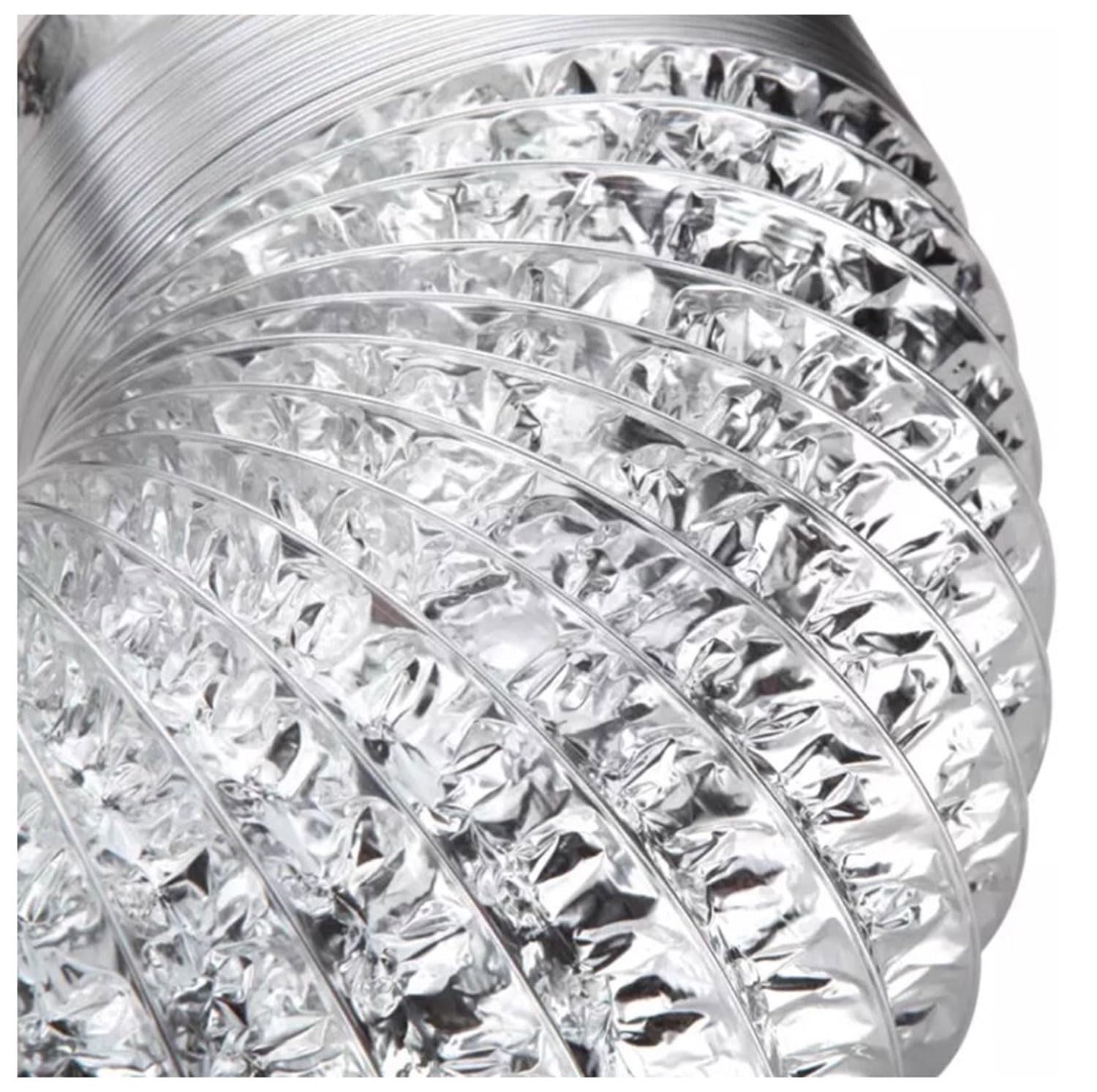 Tuyau télescopique en aluminium, avec 2 colliers de serrage en acier inoxydable Tuyau flexible d'aération de sécheuse Tuyau d'admission d'air(5m,200mm)
