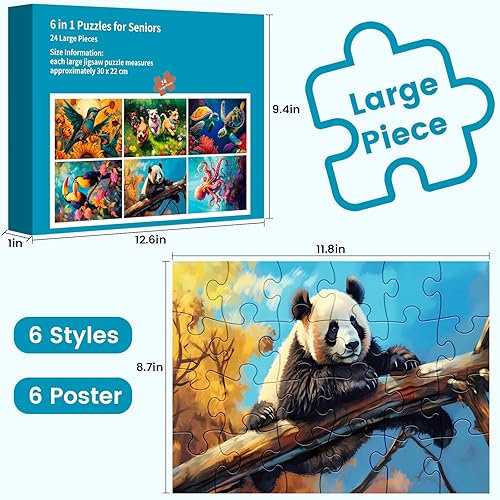 Miniatura 2 de Rompecabezas de 24 piezas grandes para personas mayores, rompecabezas de madera con demencia para adultos mayores, rompecabezas fácil de colibrí,