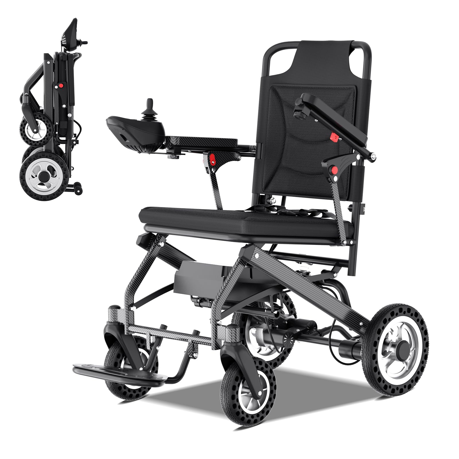 Lightweight Electric Wheelchairs (only 30lbs) for Adults- Travel Size - Airline Approved - Foldable Electric Power Wheelchair Support 220lbs, Motorized Wheelchairs for Seniors