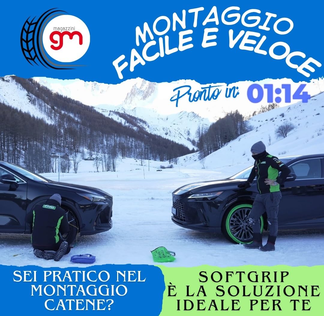 Calze da Neve in Tessuto Antiscivolo SOFTGRIP Omologate EN 16662-1 Misure per Tutti Gli Pneumatici Gruppo 5