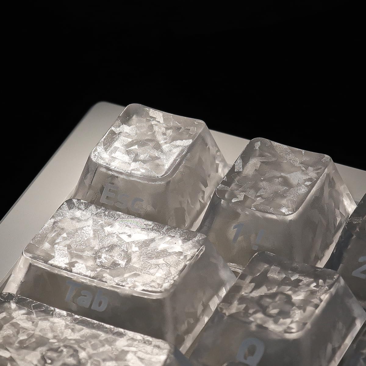 Sunzit PBT Keycaps, 119 Tasten, individuelles Set mit Weiß Tastenkappen in Carbonfaser Optik, Cherry-Profil, seitlicher Sublimationsdruck für MX-Schalter, mechanische Gaming-Tastatur