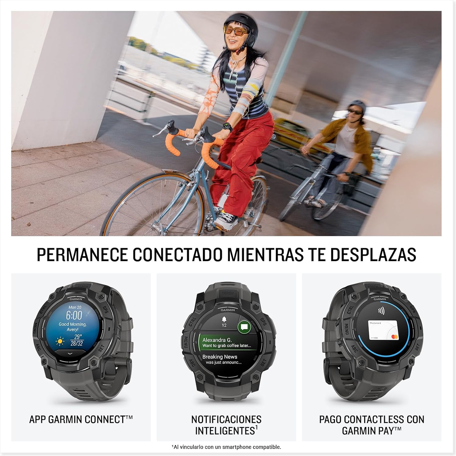 Garmin Instinct 3, Reloj Inteligente con GPS, Pantalla AMOLED de 50 mm, Resistente al Agua, Aplicaciones Deportivas integradas, Monitorización de la Salud, Linterna LED, hasta 24 días autonomía, Negro 6