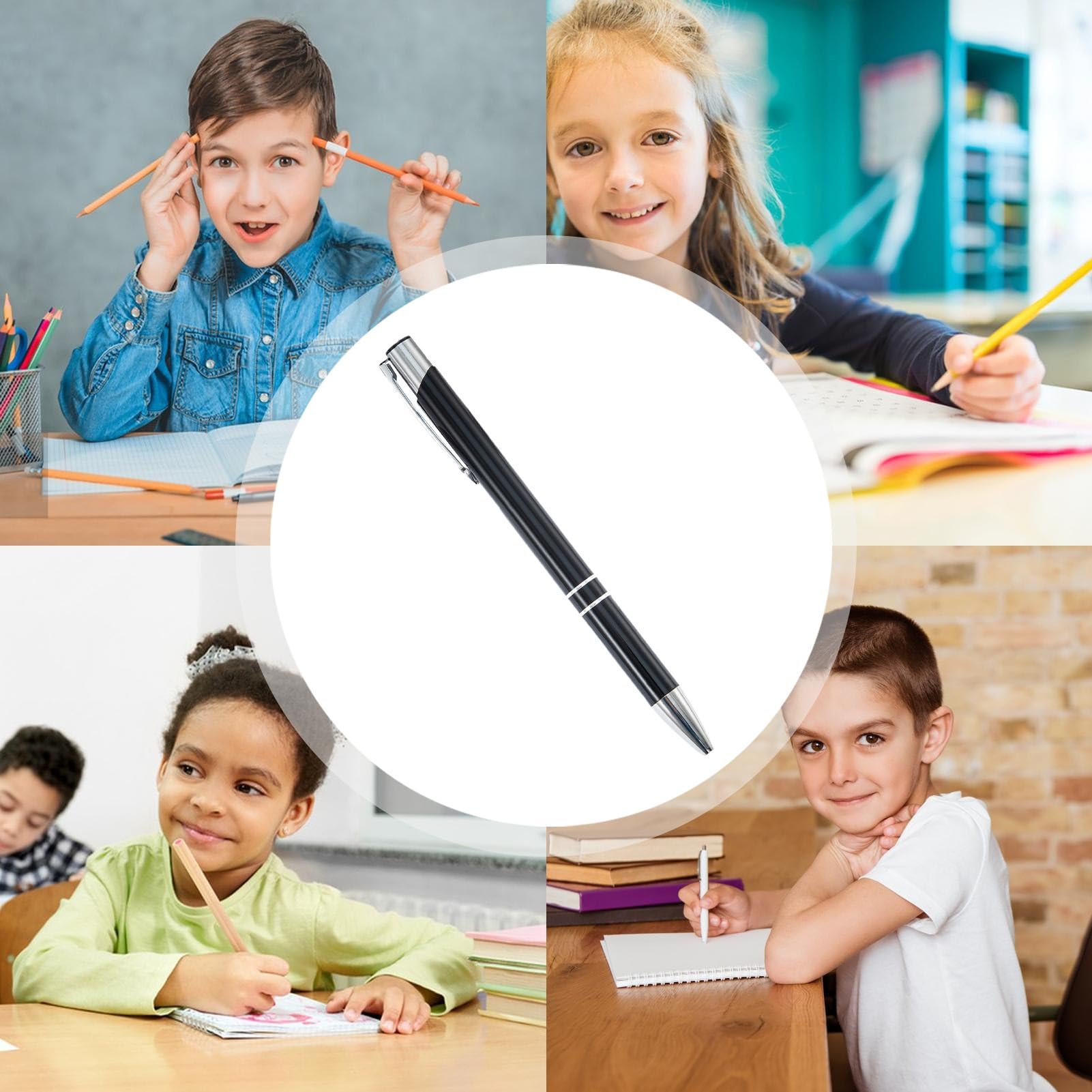 Penna professionale, 50 penne in metallo, multifunzione, con clip argentata, cancelleria alla moda per studenti, insegnanti, professionisti, riunioni, diari di nozze