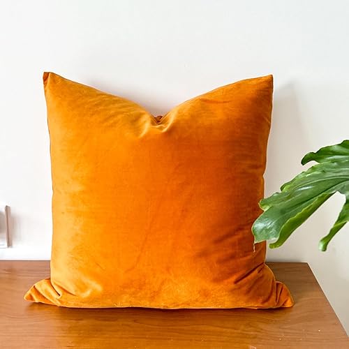Miniatura 6 de HOPLEE Funda de almohada naranja de 18 x 18 pulgadas, fundas de cojín decorativas con diseño de lunares y naranja liso, 18 x 18 pulgadas, paquete de