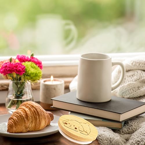 Miniatura 7 de TBWIND Oui - Paquete de 8 tapas reutilizables para tarros de yogur con diseño de cachorro, con anillos de sellado de silicona y etiqueta de botella