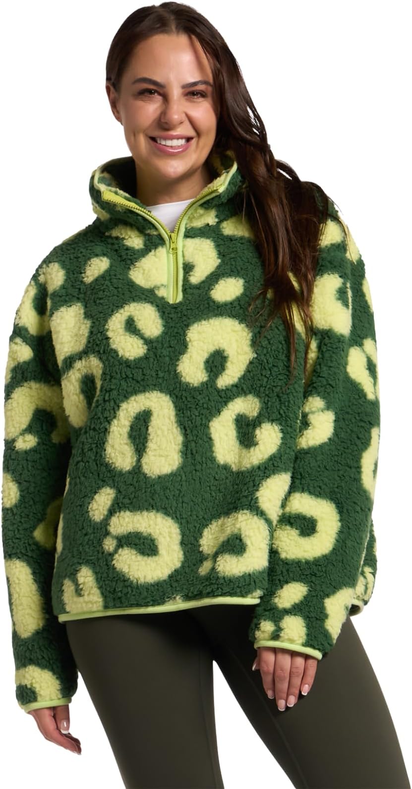 OHS Fleece Pullover Half Zip Women, Gifts for Women Outdoor Clothing Ladies Winter Coats Super Soft Cosy Jumpers Warm Fleece Print Jackets Perfect for Hiking Walking Camping - S/M, L/XL