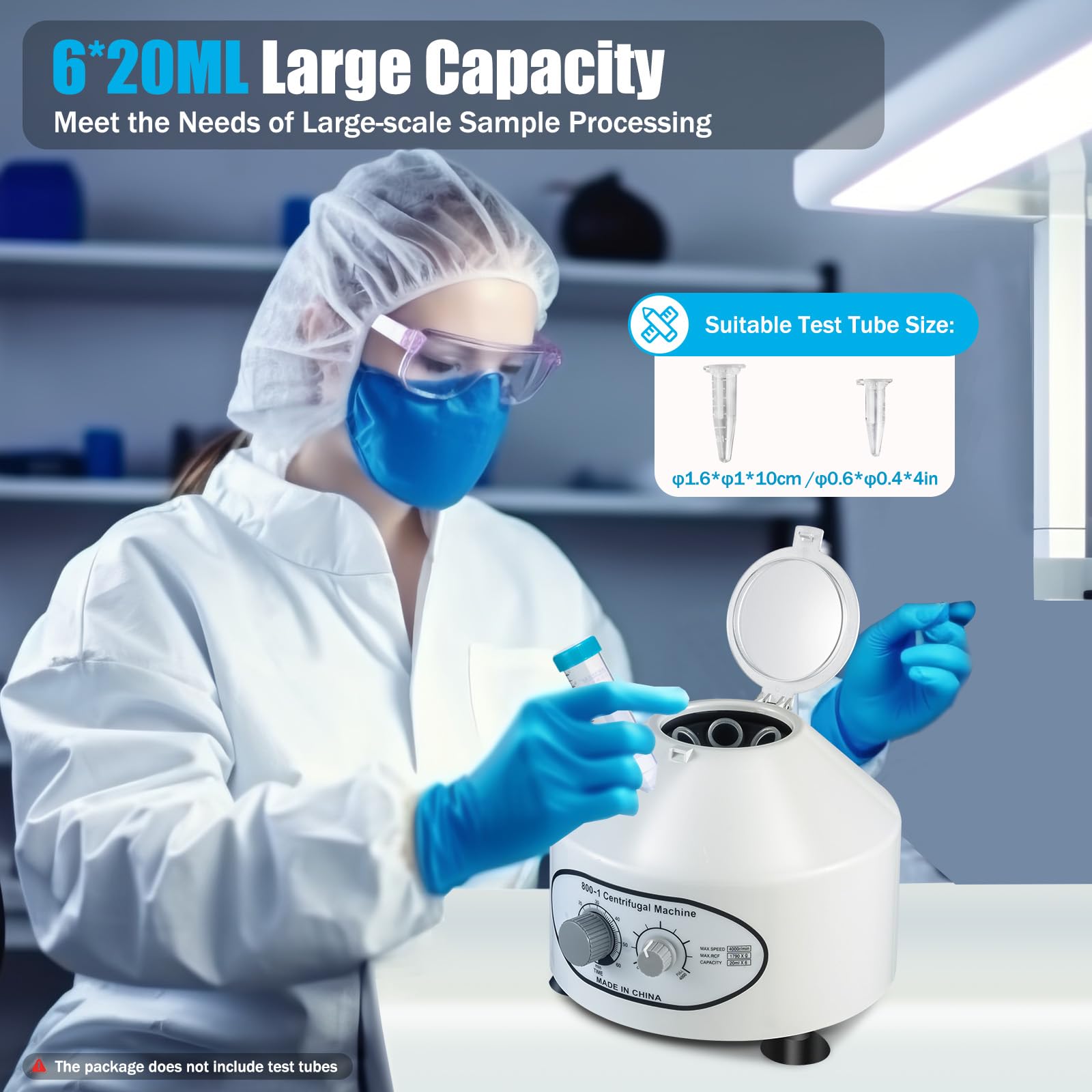 Centrifugadora de laboratorio 220 V 4000 rpm 20 ml centrífuga de mesa con cubierta protectora
