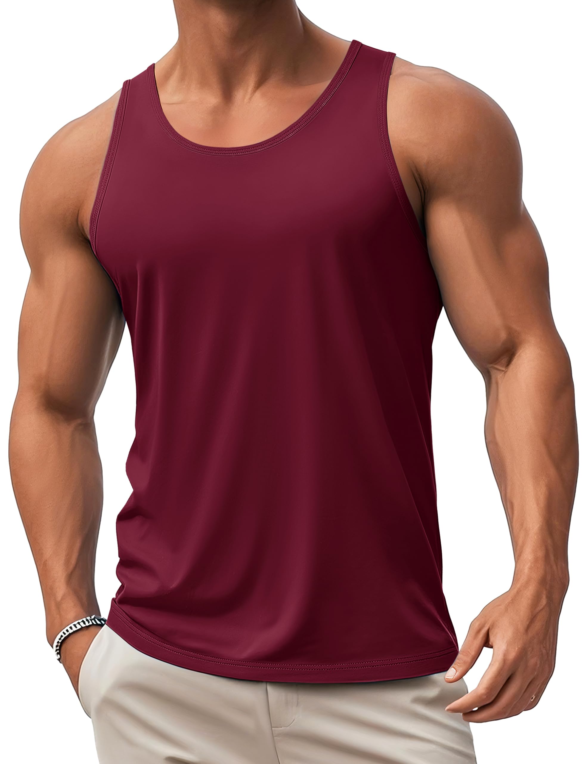MAGCOMSEN Men's Tank Top Cotton Casual Workout Sleeveless Muscle Breathable Tank Shirt for Bodybuilding Gym Beach