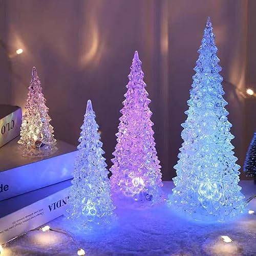Miniatura 4 de Sayoc Paquete de 3 árboles de Navidad LED acrílicos azules, juego 2023 con 7 luces que cambian de color, perfecto para decoración navideña