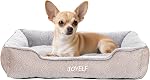 JOYELF Lit pour chien Lavable Lit pour animaux de compagnie, Lit pour chat anti-anxiété & Canapé, Lit de peluche mignon pour petit chien et chat - Petit rectangle