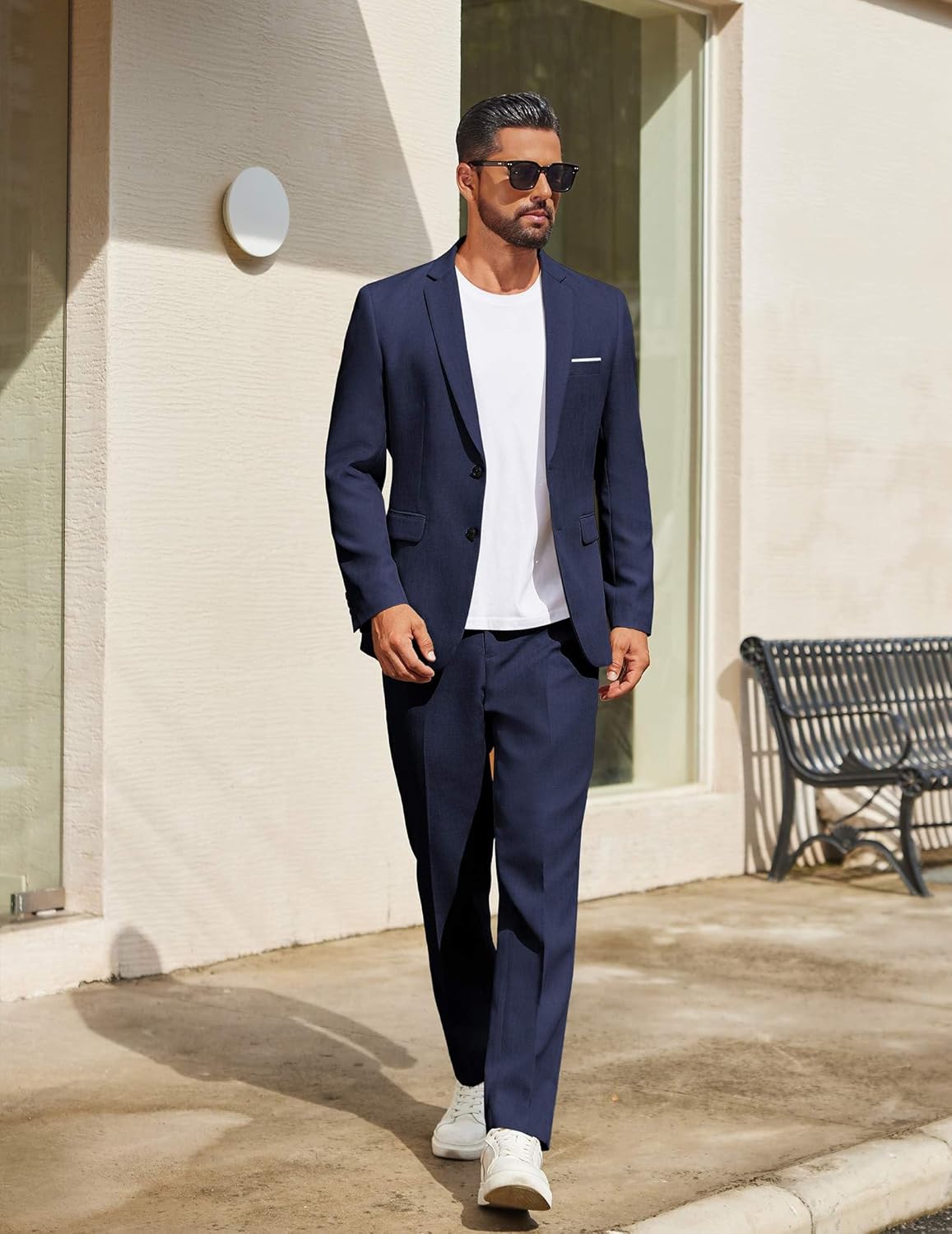 COOFANDY Mens Suit 2 Piece Suit Classic Fit Two Button Blazer Jacket Pants Set Business Wedding Party Suits for Men - Image 4