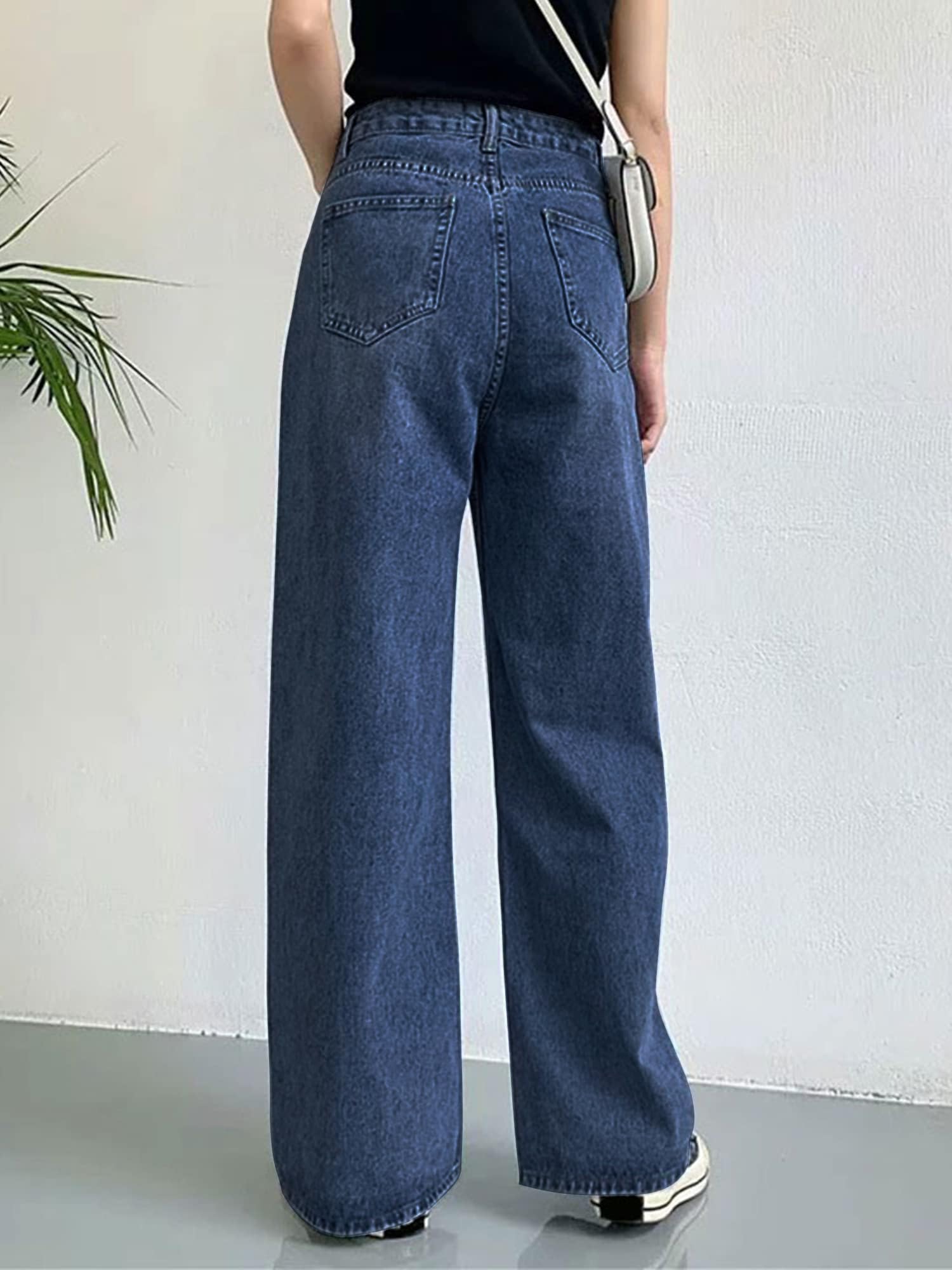 HDLTE Women Wide Leg Jeans High Waist Baggy Jeans for Women Loose Boyfriends Jeans Denim Pants Y2K 90s