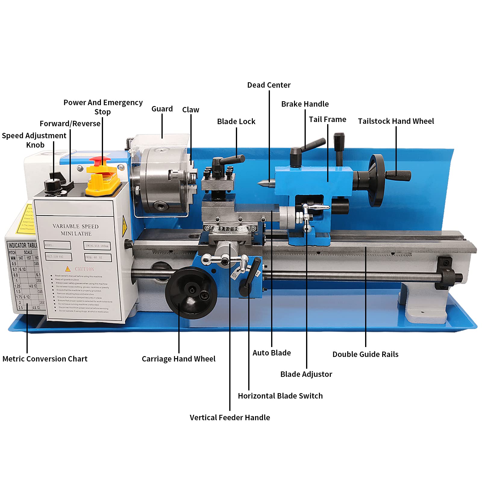 Mini Lathe 7"X14",Metal Lathe Variable Speed 2250RPM,Mini Metal Lathe