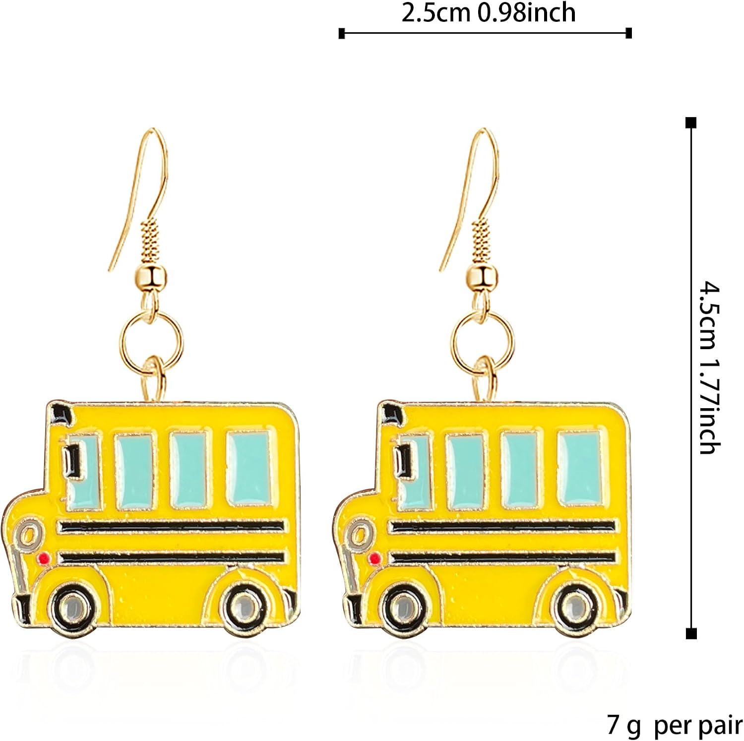 School Bus Dangle Earrings Cute Alloy Yellow School Bus Drop Funny Cartoon Car Bus Statement Earring for Women Jewelry image 5