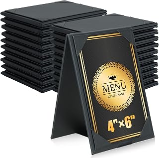 20 Pack Double-Sided Menu Holders 4"x 6", PU Leatherette A-Frame Table Tents for Restaurant, Bar, Cafe, Wedding, Durable and Foldable Design (20 Pack, 4" x 6")
