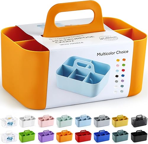 Miniatura 10 de Organizador multiusos con asa, cesta apilable de plástico, soporte de almacenamiento dividido para suministros de manualidades, maquillaje, baño,