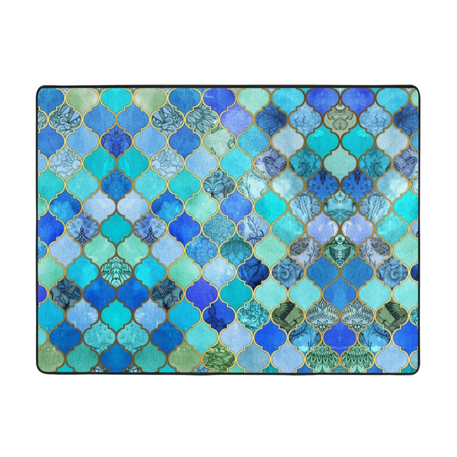 Tapis en flanelle motif turquoise de style moderne pour dortoir d'étudiant