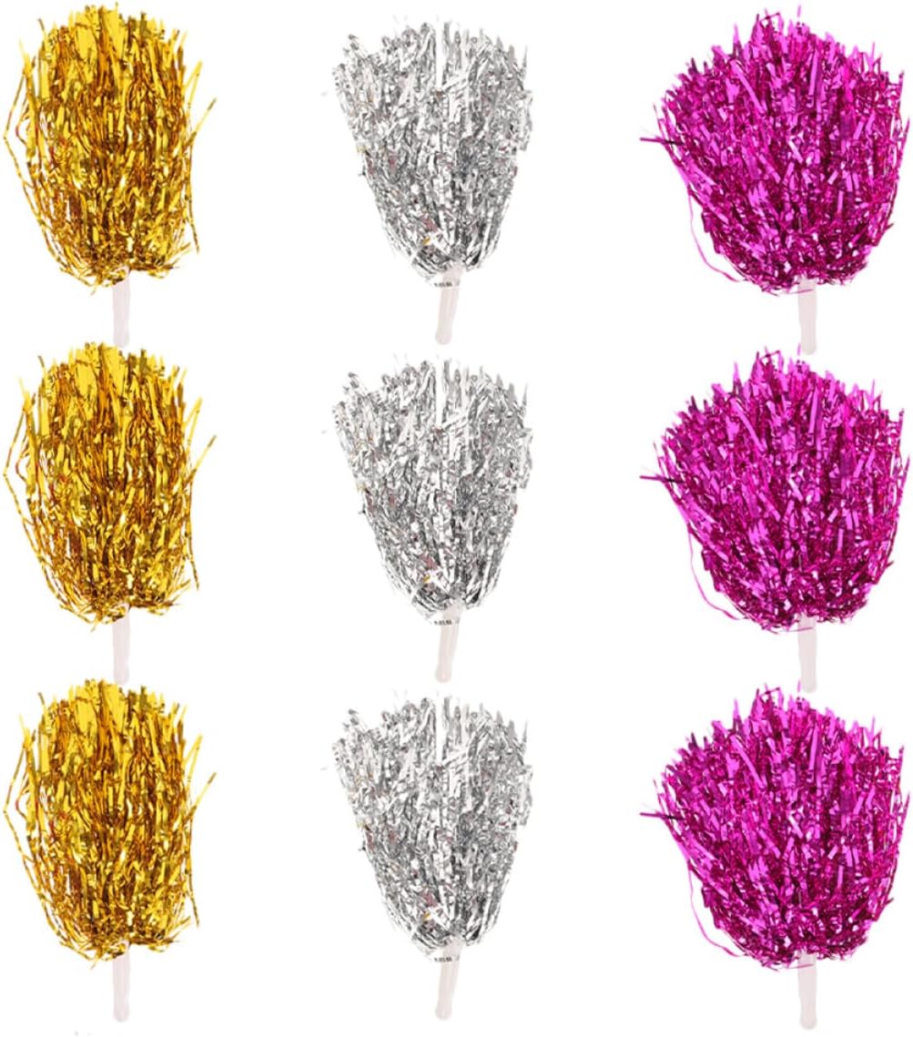 UPKOCH 9pcs Dance Pom Poms Handled Reusable for Cheer Choreography