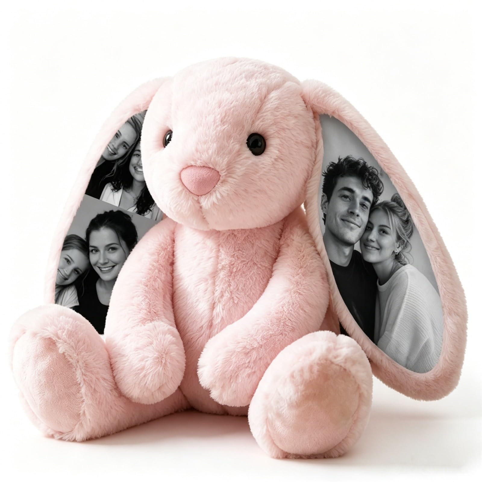 Personalised Stuffed Animals with Embroidered Name, Custom Plush Toy for Children, Soft Handmade Stitched Stuffed Animals, Personalised Baby Gift for Christmas, Easter or Birthday (Photo Bunny) — image 1
