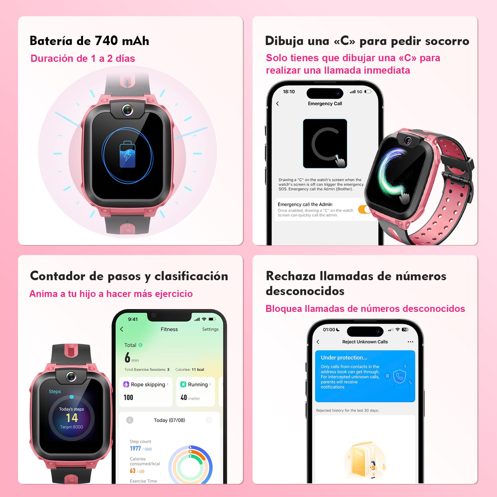imoo Z1 Reloj Inteligente Niño con GPS y Llamadas 4G, Smartwatch Infantil con Teléfono y Videollamada HD, Localizador GPS en Tiempo Real, SOS, Modo Clase, IPX8 Resistente al Agua para Niñas y Niños